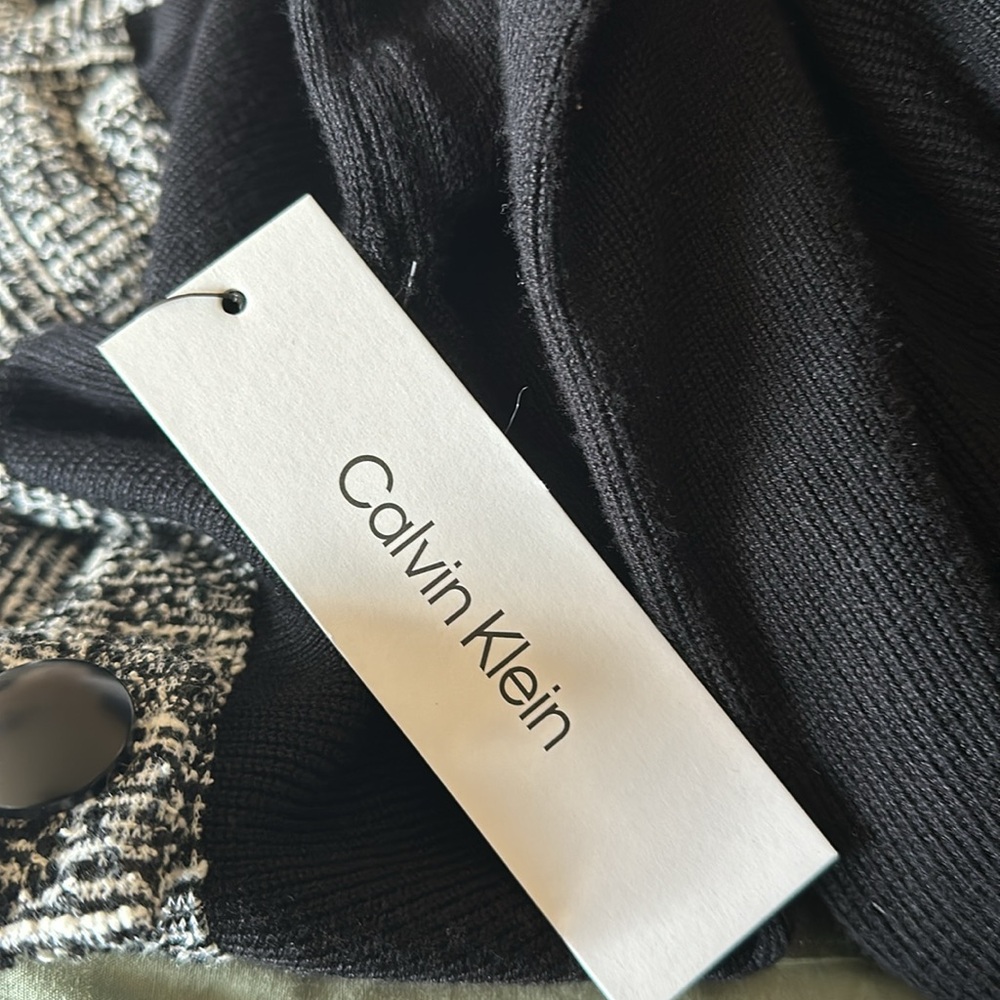 NWT CALVIN KLEIN BLACK MIXED MEDIA LONG SLEEVE SHEATH DRESS - Picture 6 of 7